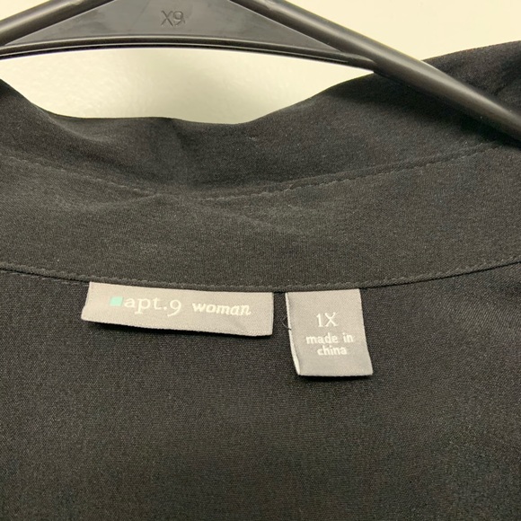 NWT Apt 9 Button Up 3/4 Sleeve Button Up Black 1X - Picture 3 of 8